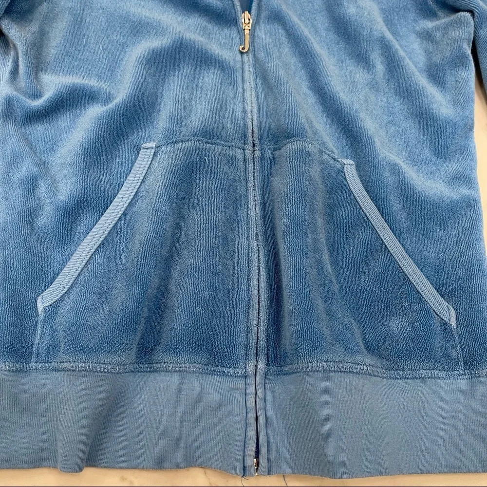 Juicy Couture blue terry cloth zip up hoodie with silver “J” - Picture 8 of 16